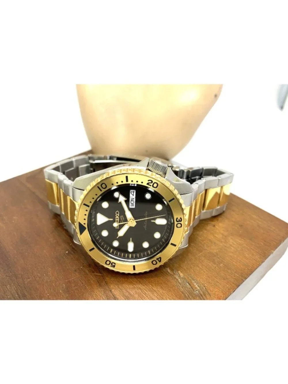Seiko 5 Sports Men's Watch SRPK24 Automatic Brown Dial Two Tone Steel 42.5mm
